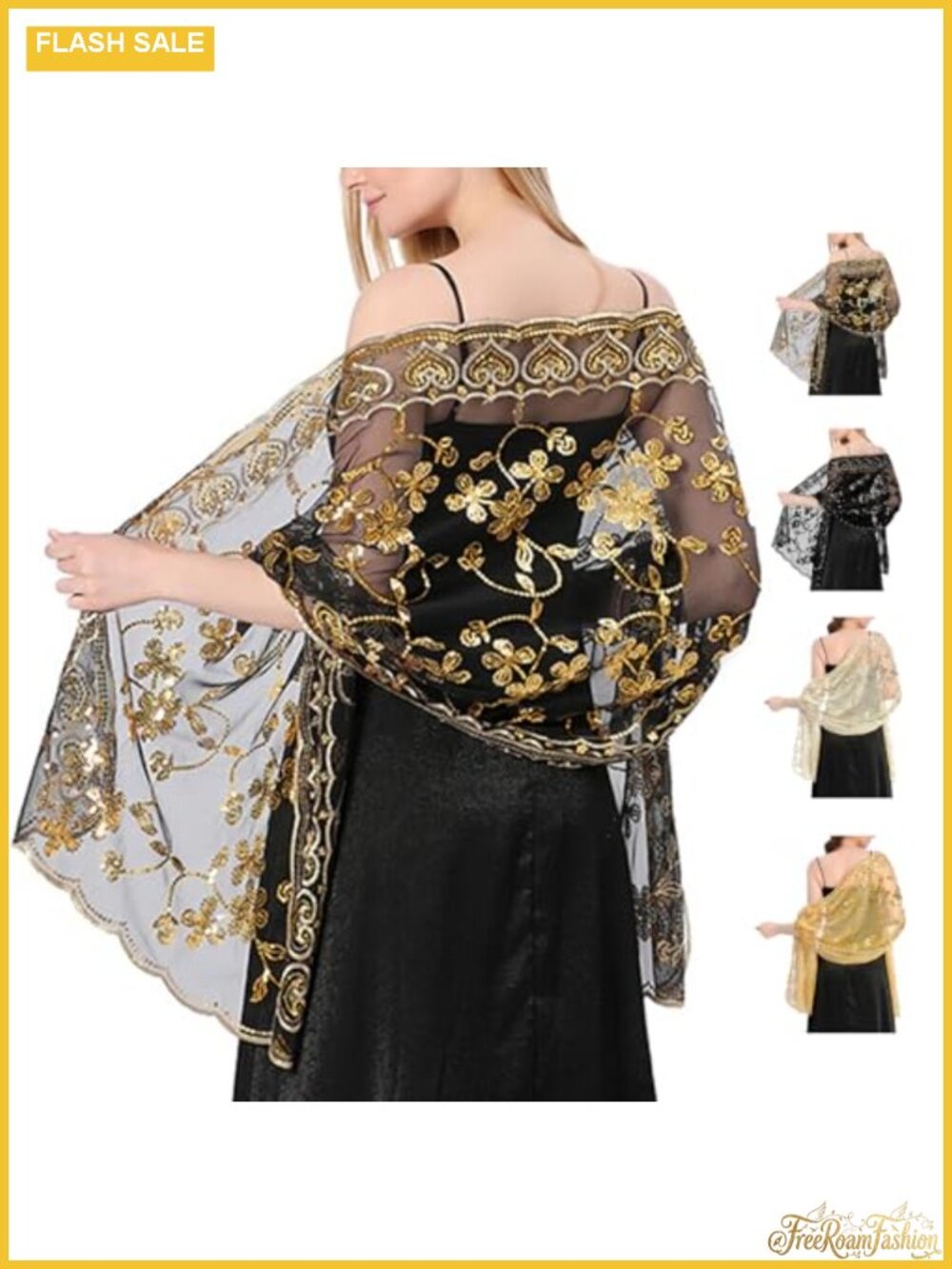 Sequin Sheer Mesh Shawl Wrap Women Sparkly 1920s Style One Size